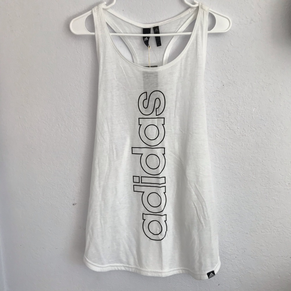 Adidas L white linear logo tank